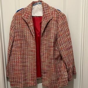 Alfred Dunner Rust, Orange, Purple and White Tweed Blazer